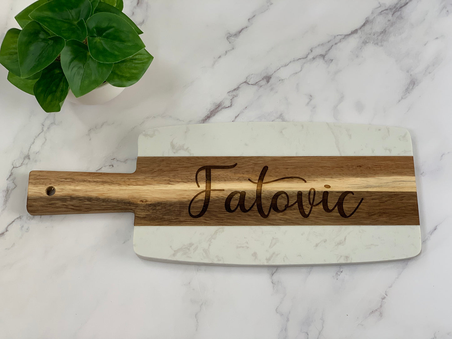 Marble and Acacia Personalized Cutting Board