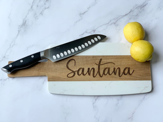Marble and Acacia Personalized Cutting Board