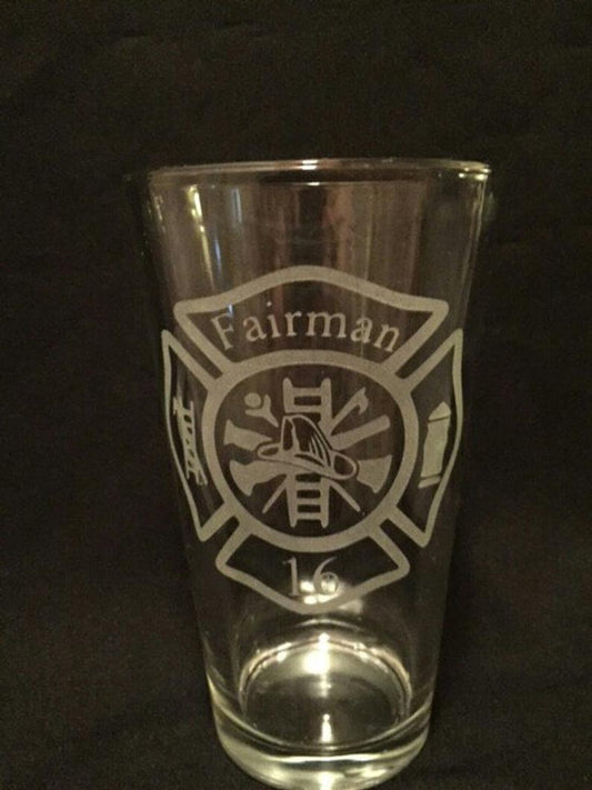 Personalized Firefighter Pint Glass