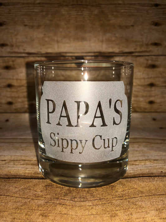Papa's Sippy Cup Rocks Glass