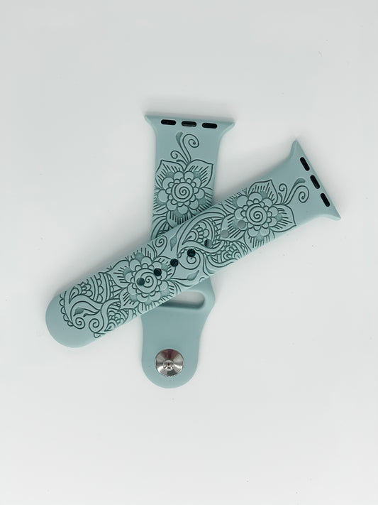 Flower Paisley Laser Engraved Watch Band